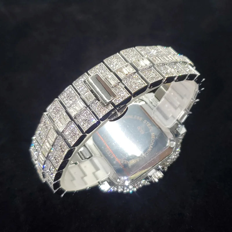 Iced Out Square Dial Quartz Watch