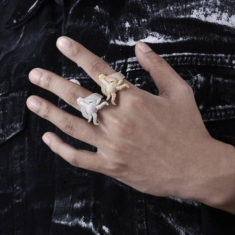 S925 Silver Goat Skull Moissanite Ring