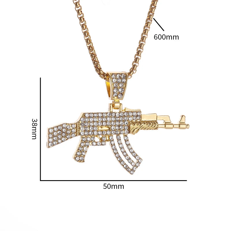 AK-47 Rifle Gun Hip-Hop Pendant Necklace