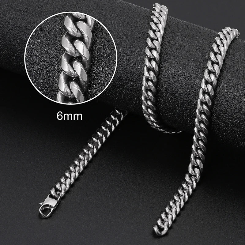 Silver-Plated Stainless Steel Cuban Link Choker Necklace