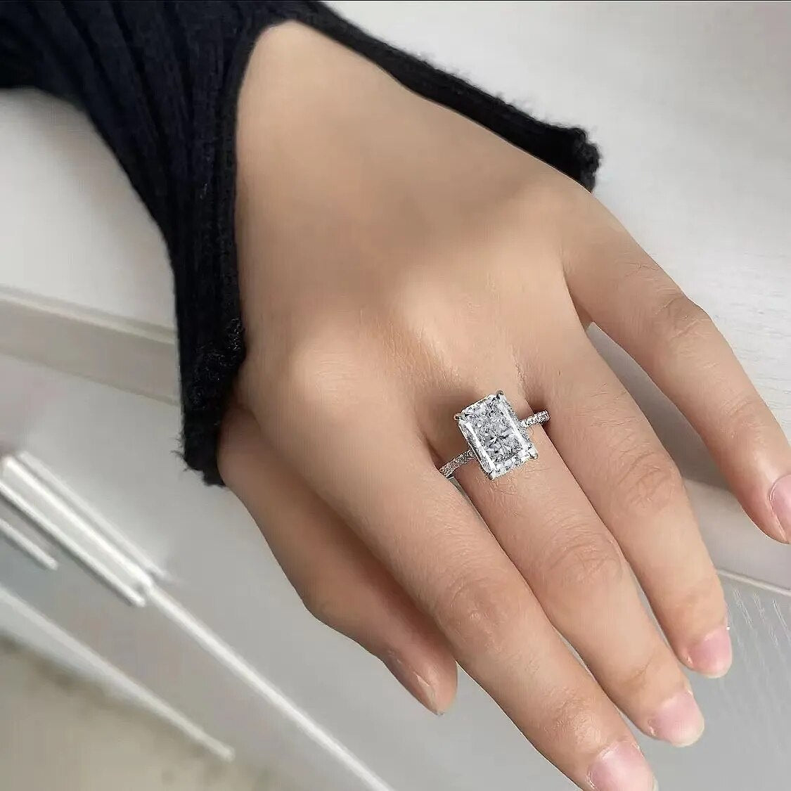 3 CT Lab-Diamond Radiant Cut Engagement Ring