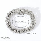 Zinc Alloy Cuban Necklace and Bracelet Set
