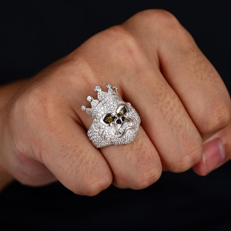 S925 Silver Goat Skull Moissanite Ring
