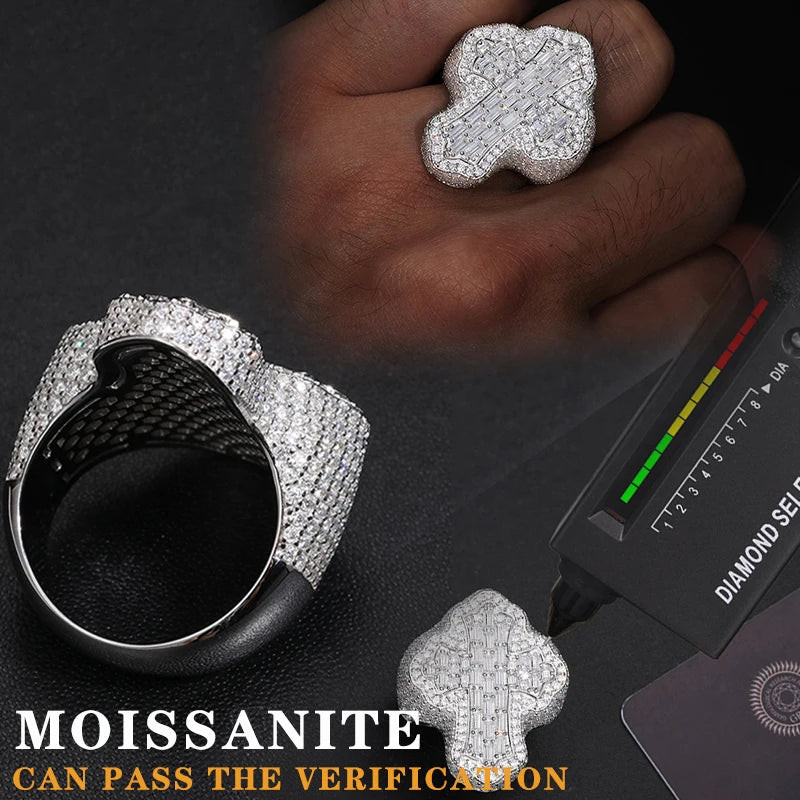 Iced Out Baguette Moissanite Statement Ring