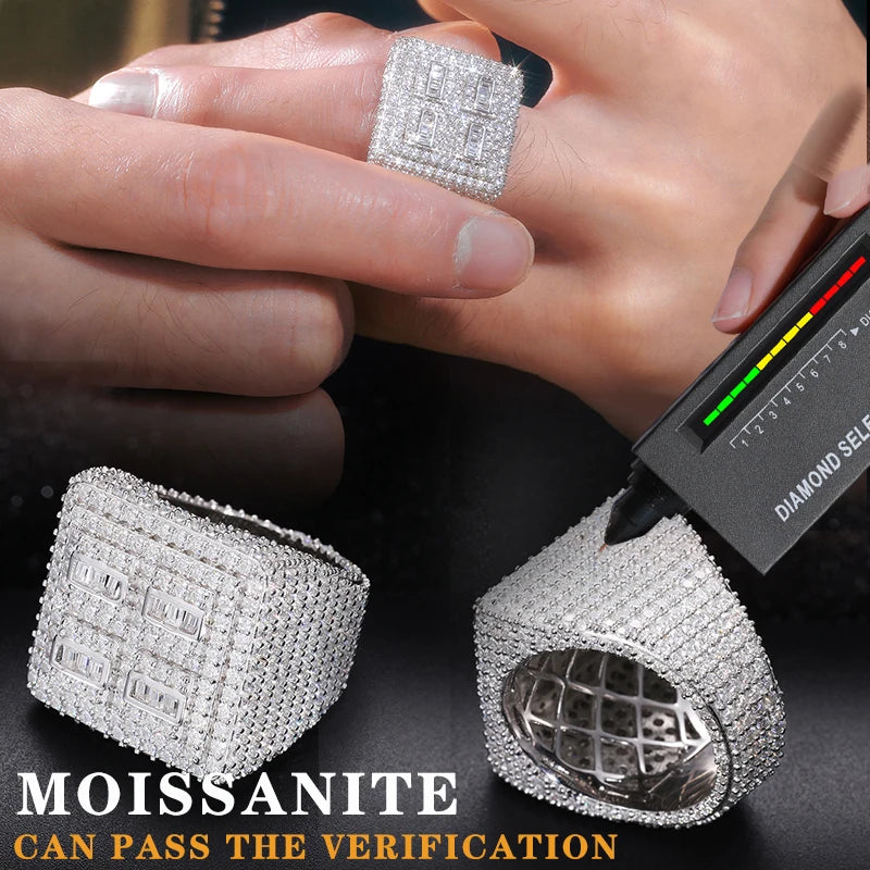 Iced Out Baguette Moissanite Statement Ring