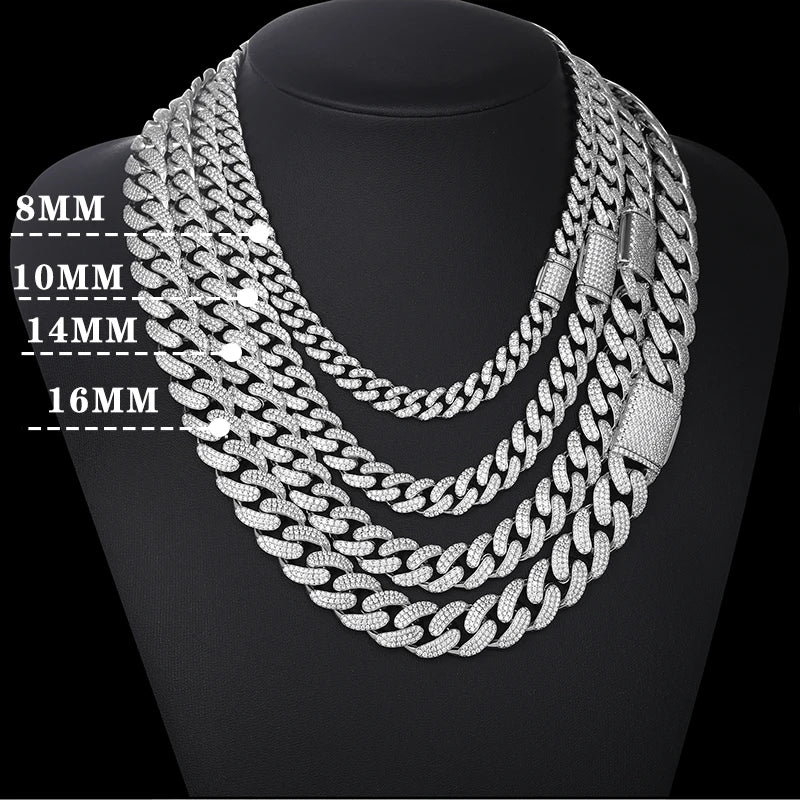 S925 Silver VVS1 Moissanite Cuban Chain Bracelet