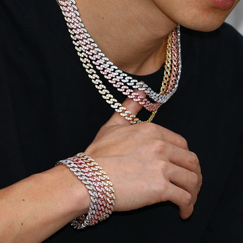 Copper Cubic Zirconia Miami Cuban Chain Necklace