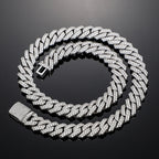 Sterling Silver 14mm Box Cuban Link Moissanite Necklace