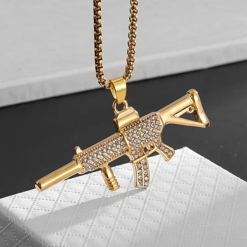 AK-47 Rifle Gun Hip-Hop Pendant Necklace