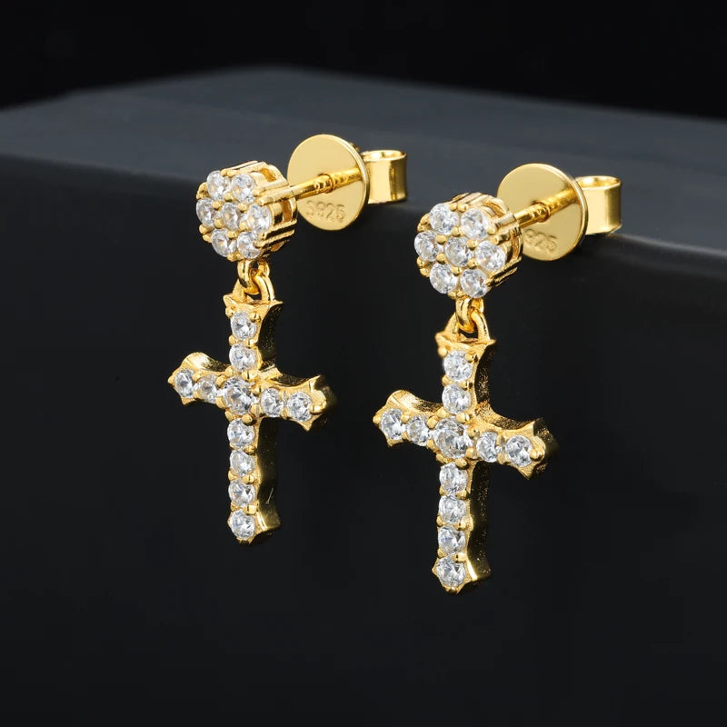 VVS1 Moissanite Cross Stud Earrings