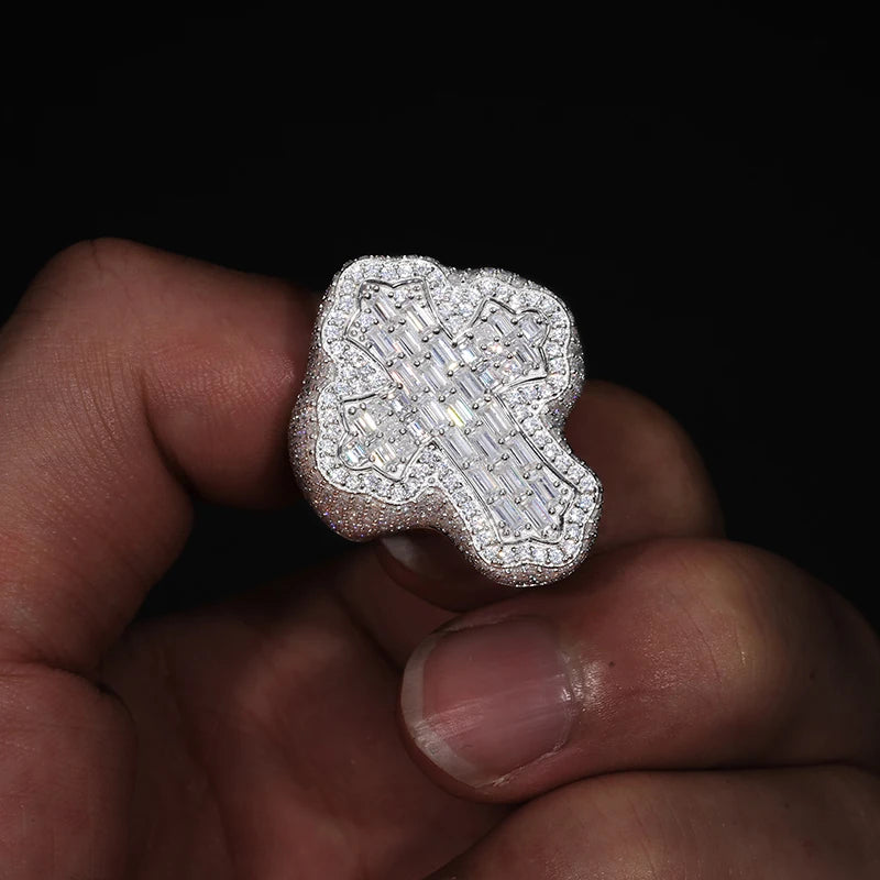 Iced Out Baguette Moissanite Statement Ring
