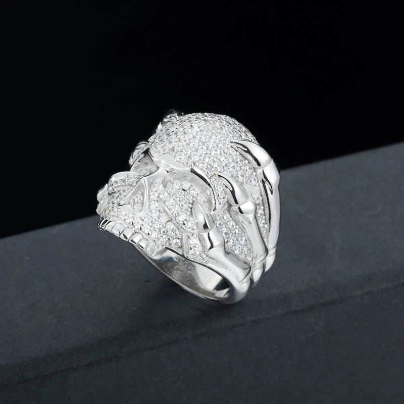 S925 Silver Skull Moissanite Ring