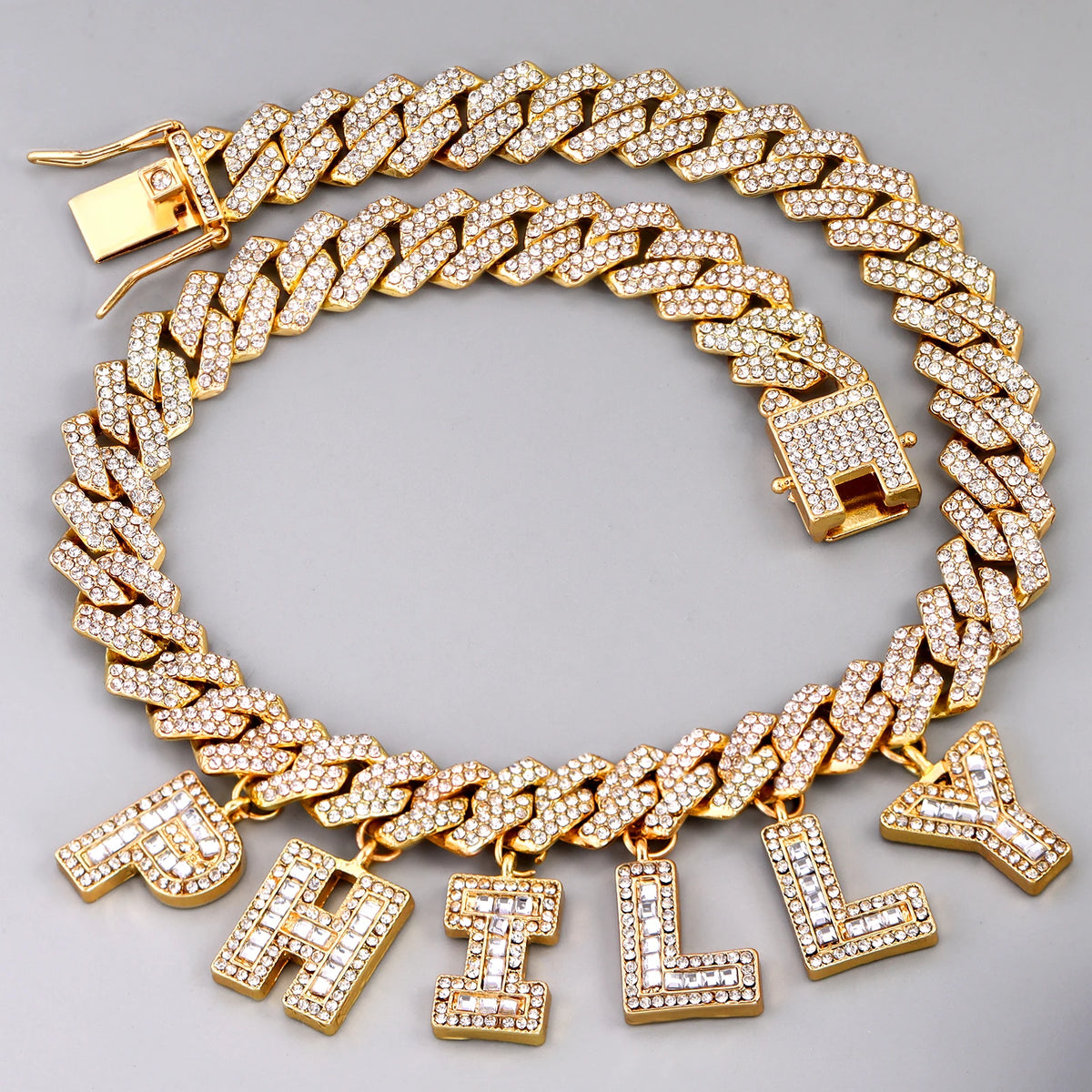 Baguette Initial Letter Necklace