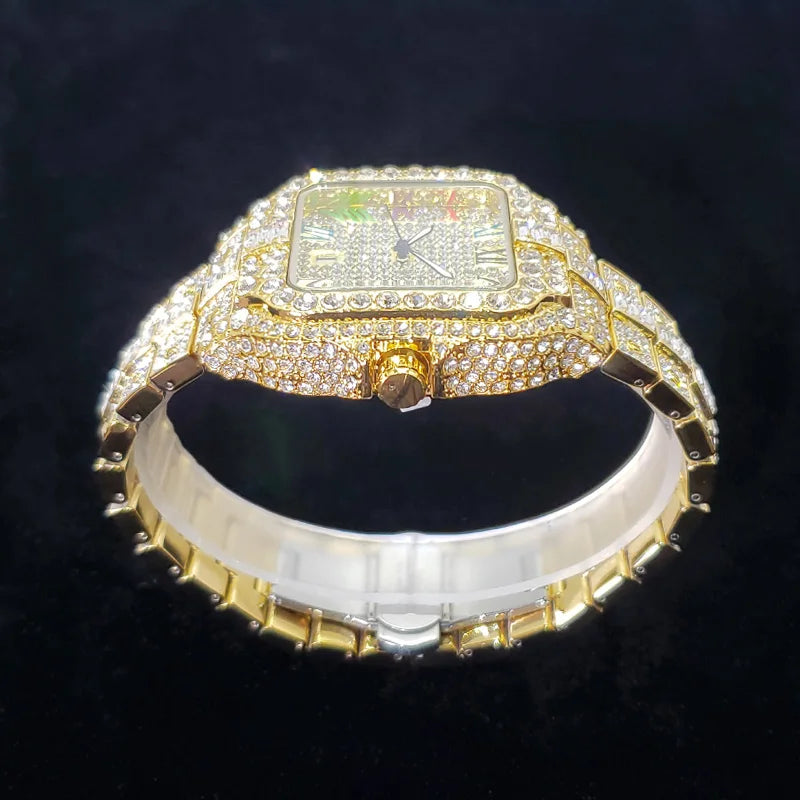 Iced Out Square Dial Quartz Watch