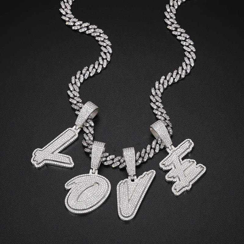 925 Silver Letter Moissanite Pendant