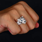 S925 Silver Goat Skull Moissanite Ring