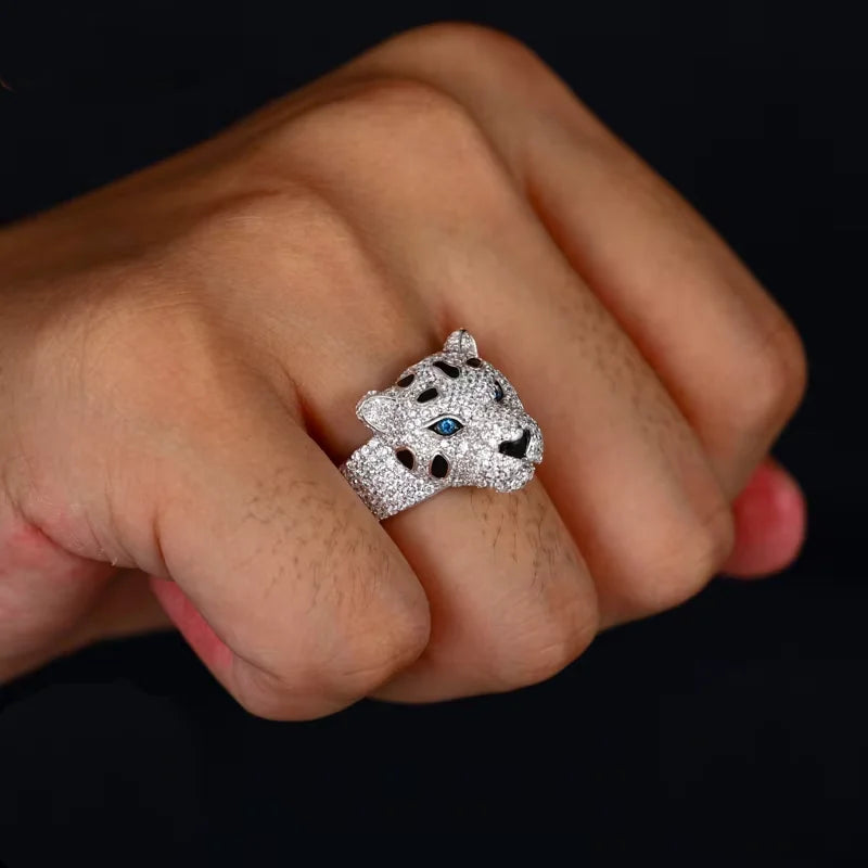 S925 Silver Goat Skull Moissanite Ring