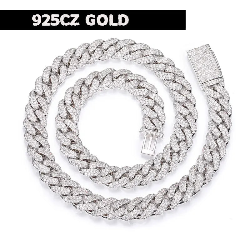 S925 Silver VVS1 Moissanite Cuban Chain Bracelet