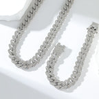 Zinc Alloy Cuban Necklace and Bracelet Set