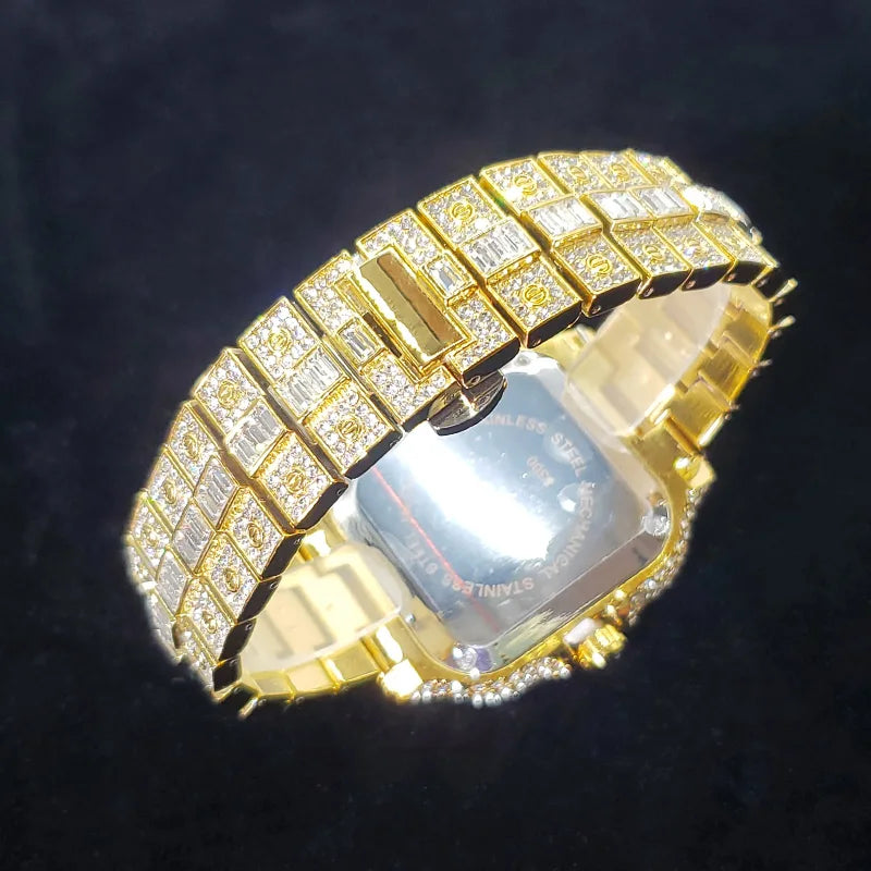 Iced Out Square Dial Quartz Watch
