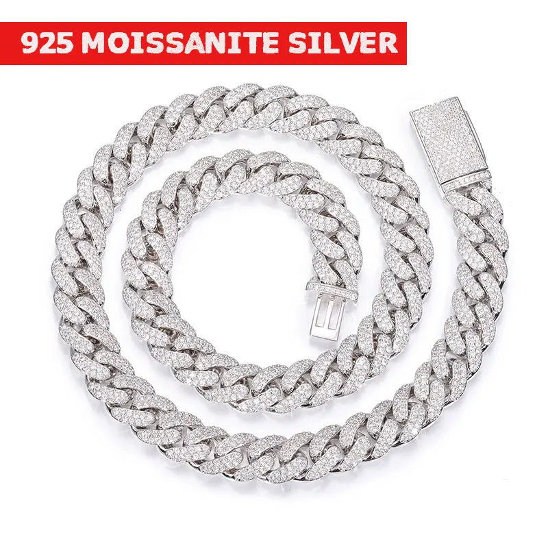 S925 Silver VVS1 Moissanite Cuban Chain Bracelet