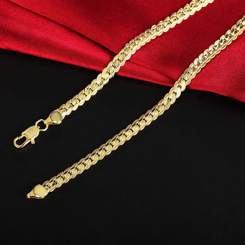 18K Gold 925 Sterling Silver 6mm Side Chain Necklace