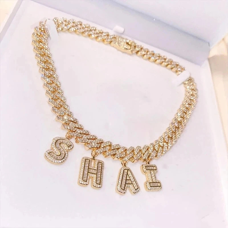 Baguette Initial Letter Necklace