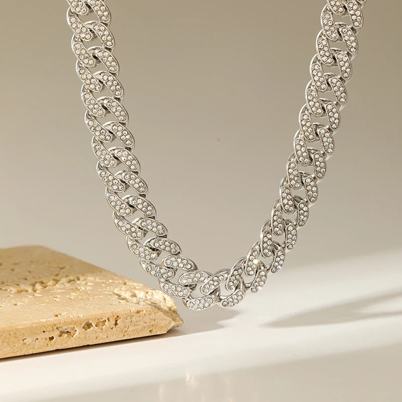 Zinc Alloy Cuban Necklace and Bracelet Set