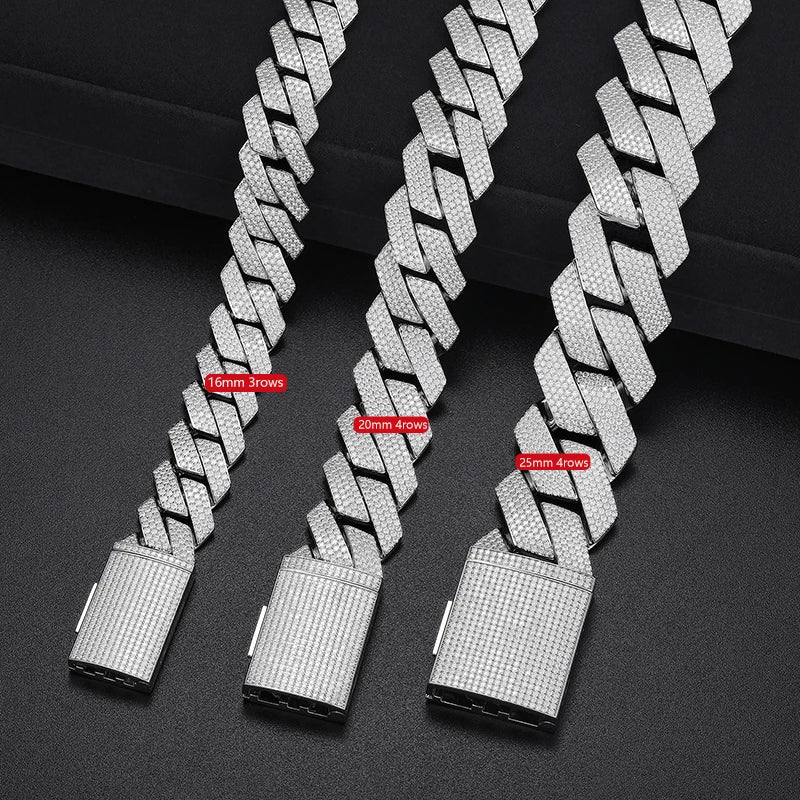 925 Silver VVS1 Moissanite Cuban Chain Necklace
