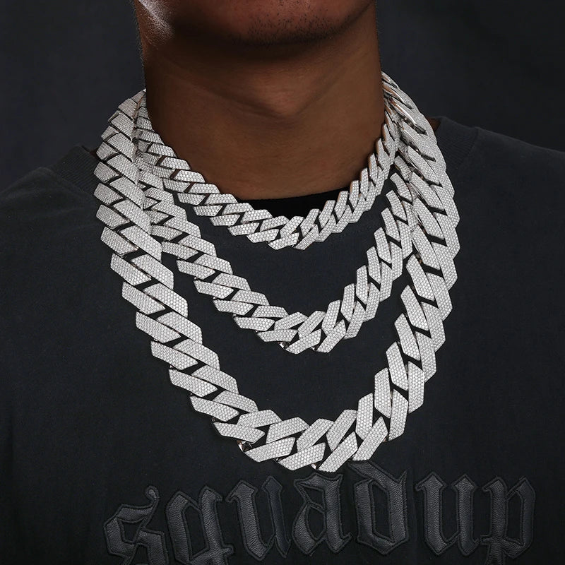 925 Silver VVS1 Moissanite Cuban Chain Necklace