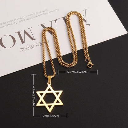 Stainless Steel Star of David Pendant Necklaces