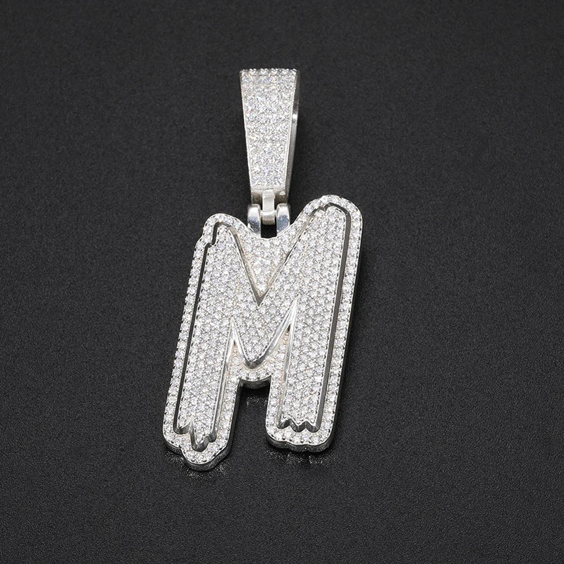 925 Silver Letter Moissanite Pendant
