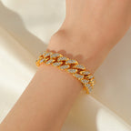 Zinc Alloy Cuban Necklace and Bracelet Set