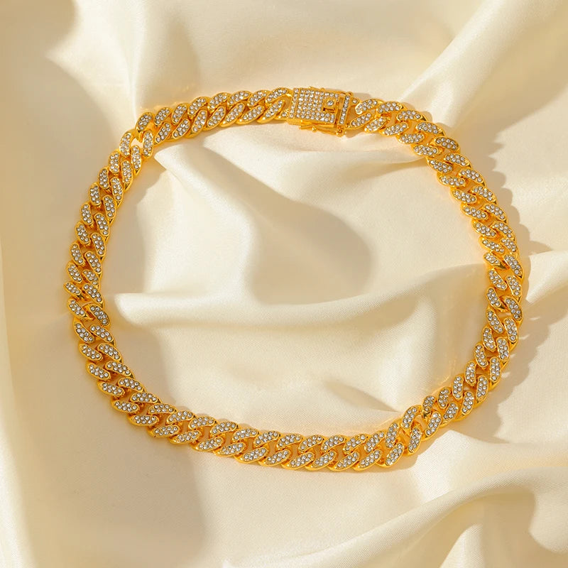 Zinc Alloy Cuban Necklace and Bracelet Set