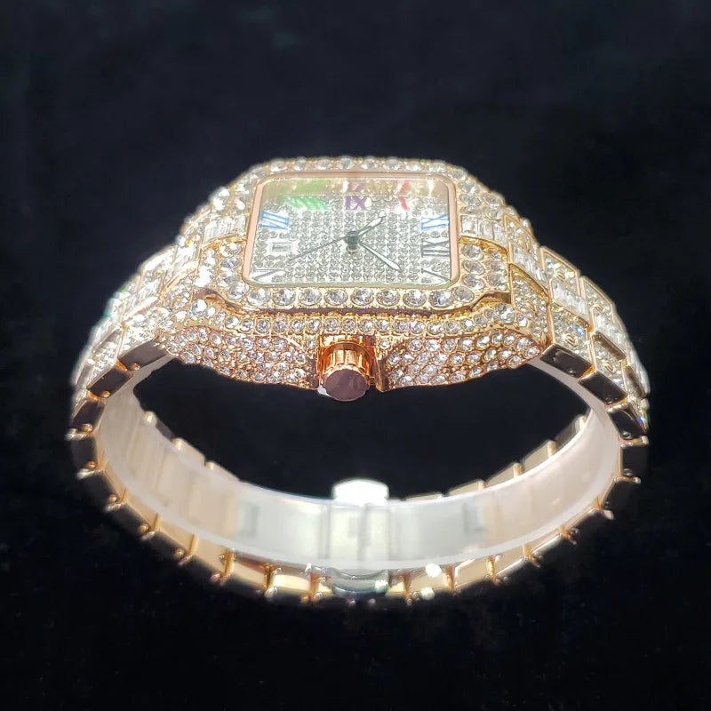 Iced Out Square Dial Quartz Watch