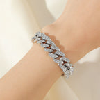 Zinc Alloy Cuban Necklace and Bracelet Set