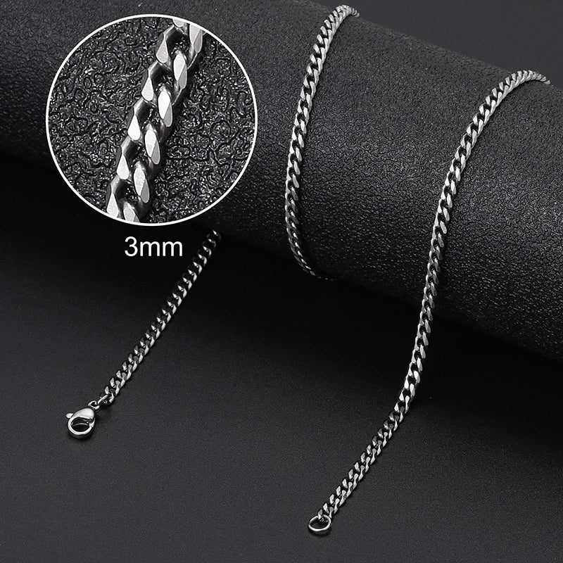 Silver-Plated Stainless Steel Cuban Link Choker Necklace