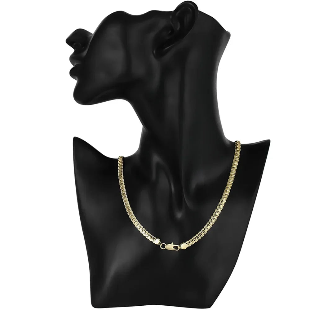 18K Gold 925 Sterling Silver 6mm Side Chain Necklace
