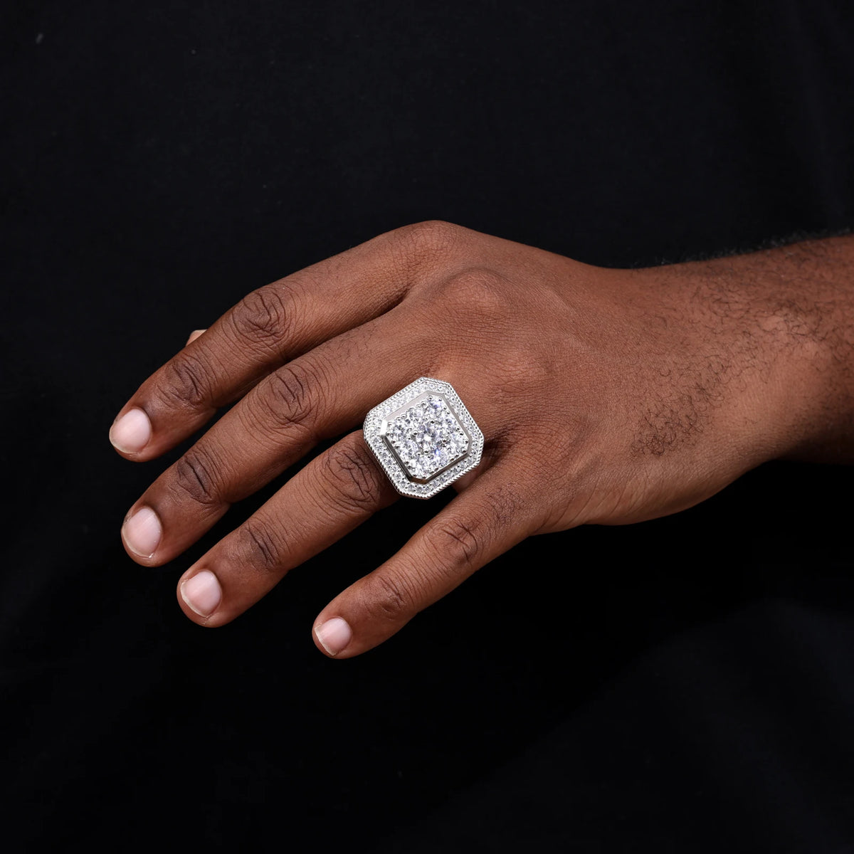 S925 Silver Square Moissanite Ring