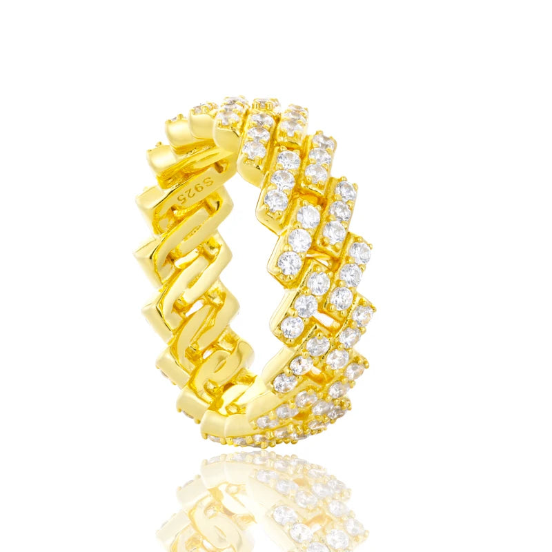 S925 Silver Cuban Link Moissanite Ring
