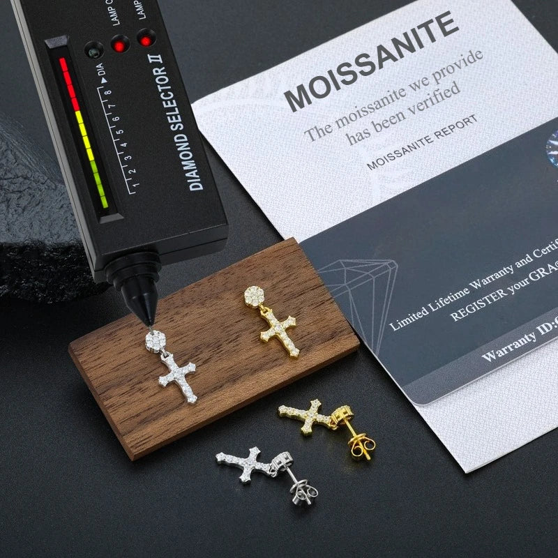 VVS1 Moissanite Cross Stud Earrings