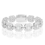 S925 Silver Square Moissanite Cuban Chain