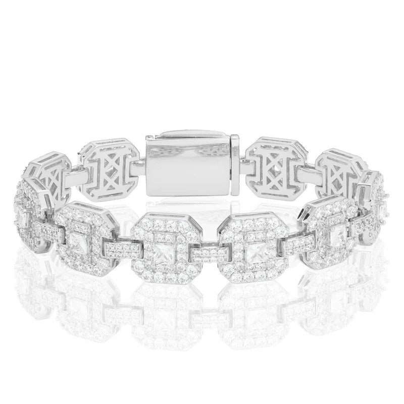S925 Silver Square Moissanite Cuban Chain