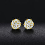 Round Flower Moissanite Drop Earrings