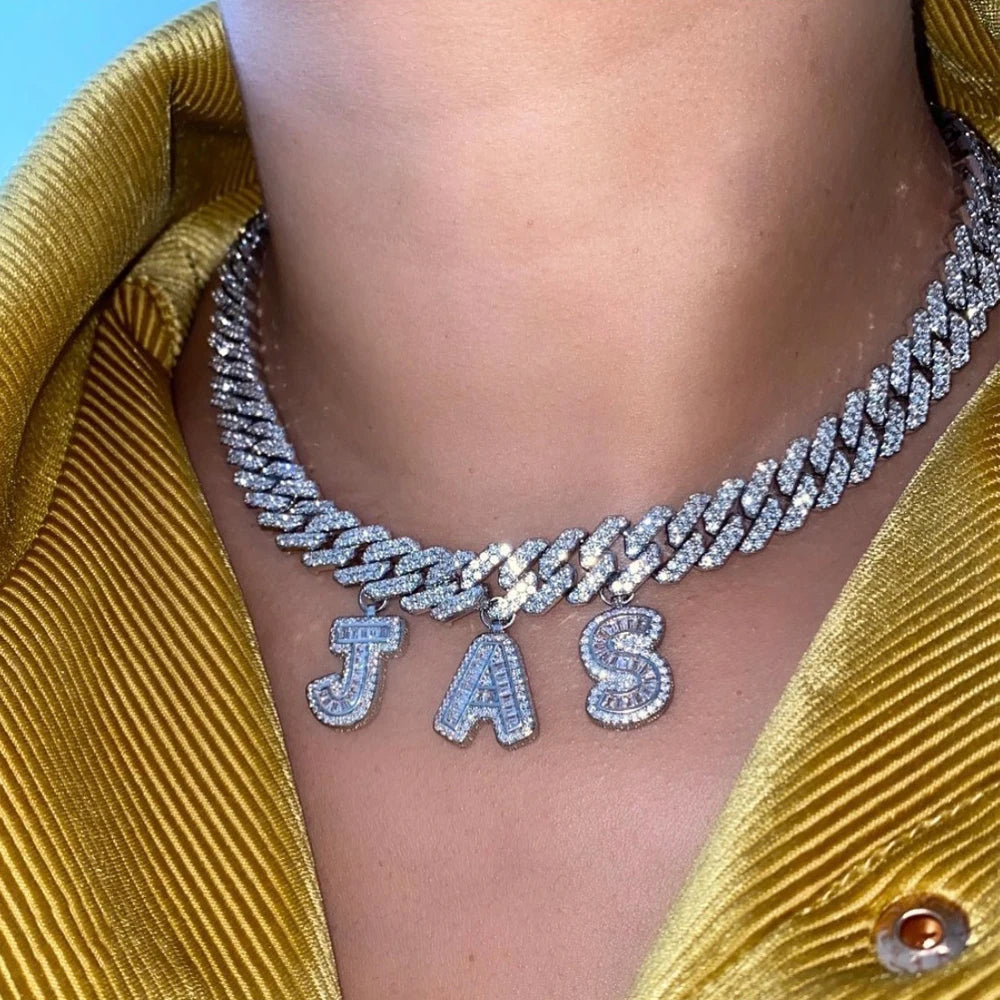 Baguette Initial Letter Necklace