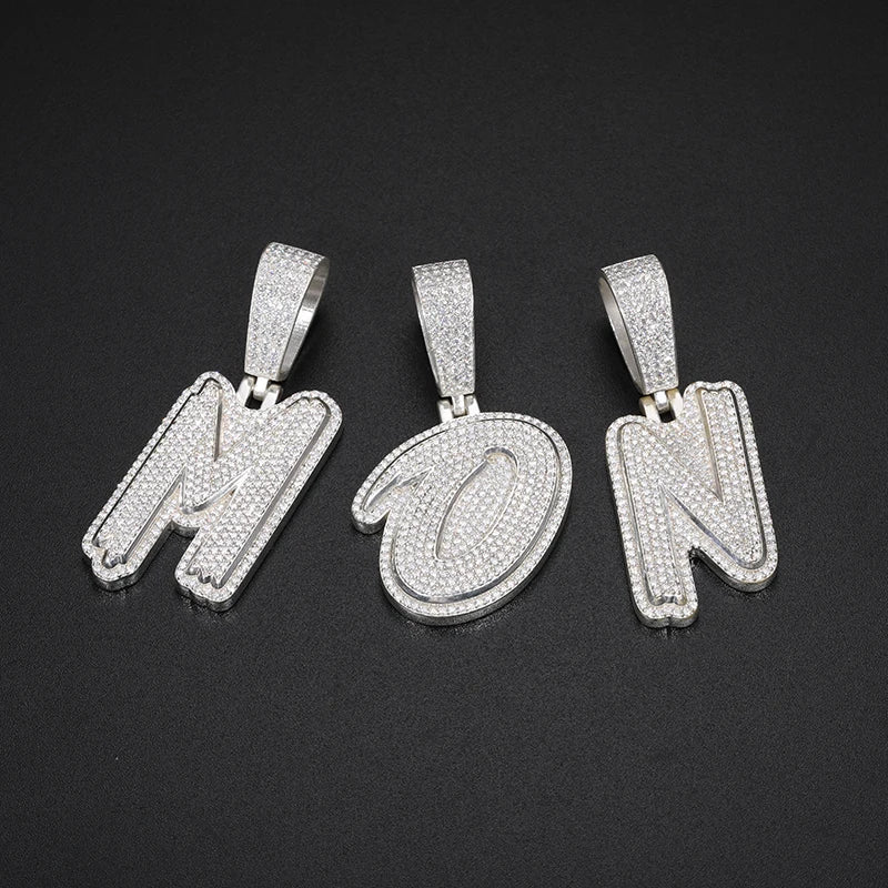 925 Silver Letter Moissanite Pendant