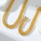 Zinc Alloy Cuban Necklace and Bracelet Set