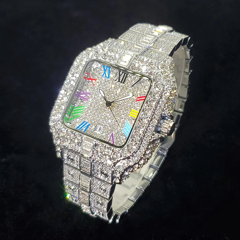 Iced Out Square Dial Quartz Watch