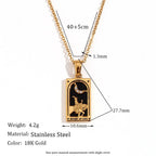 18k Gold-plated Stainless Steel Tarot Card CZ Pendant Necklace