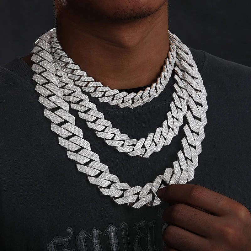 925 Silver VVS1 Moissanite Cuban Chain Necklace